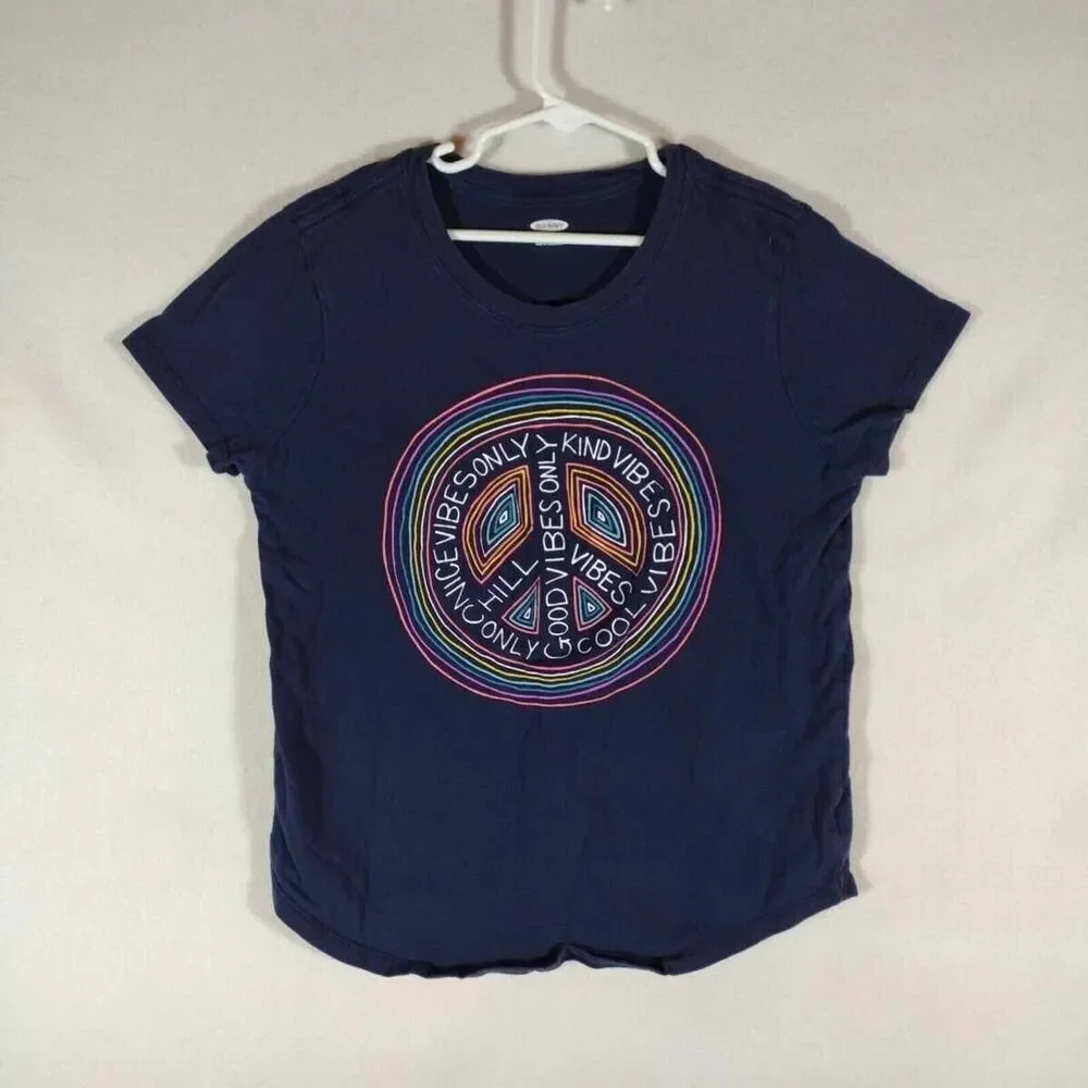 Girls Size  Xl 14 Old Navy Actve Cropped Short Sleeve Shirt Blue